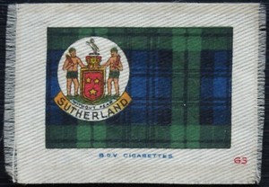 SUTHERLAND Clan Tartan and Coat of Arms SILK card issued in 1922