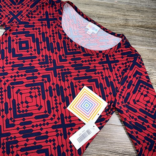 NWT LULAROE Julia Simply Comfortable Sz XXS Red/Navy Maxi Dress Elbow Sleeve - Picture 3 of 11