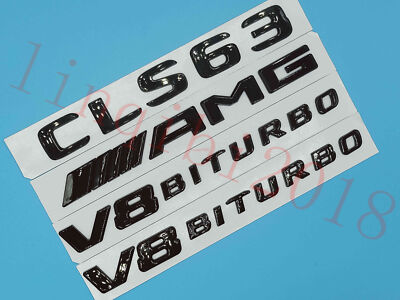 Gloss Black Flat CLS63 AMG V8 BITURBO Trunk Embl Badge Sticker for Mercedes Benz