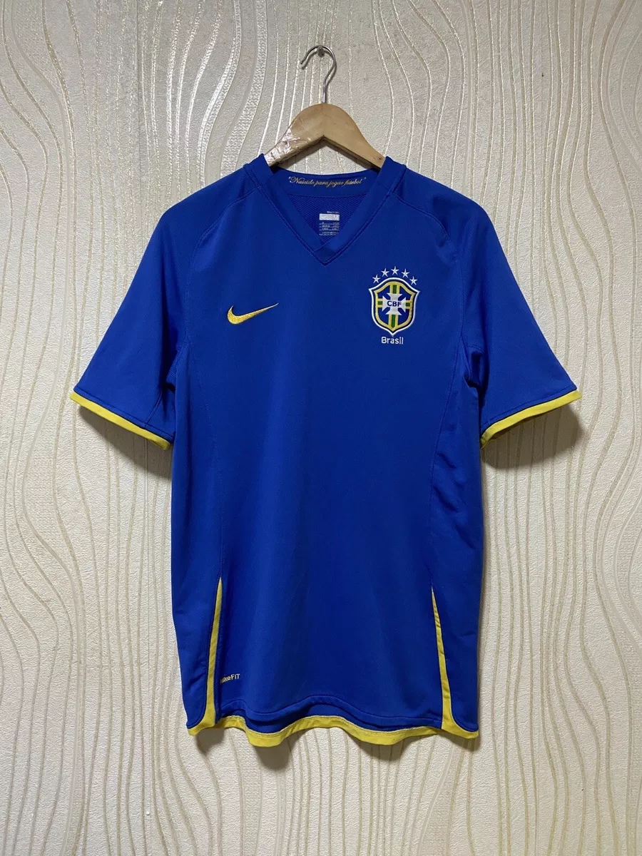 BRAZIL 2008 2009 AWAY FOOTBALL SHIRT SOCCER JERSEY NIKE sz M MEN BLUE