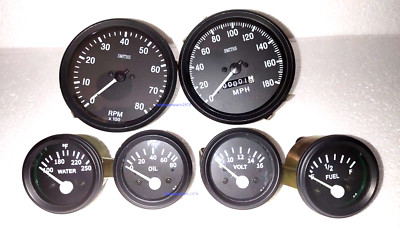 Smiths Kit - Elec Temp Öl Kraftstoff Volt Messgeräte Tacho 0-180 MPH Tacho0-8...