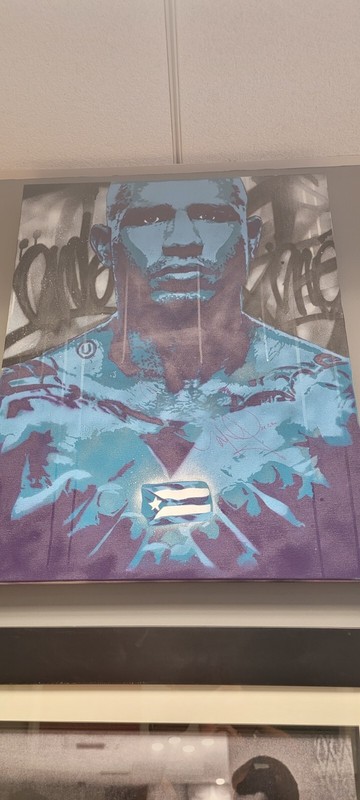 ONE OF A KIND MIGUEL COTTO AUTOGRAPHED CANVAS PAINTING & CLETO REYES GLOVE