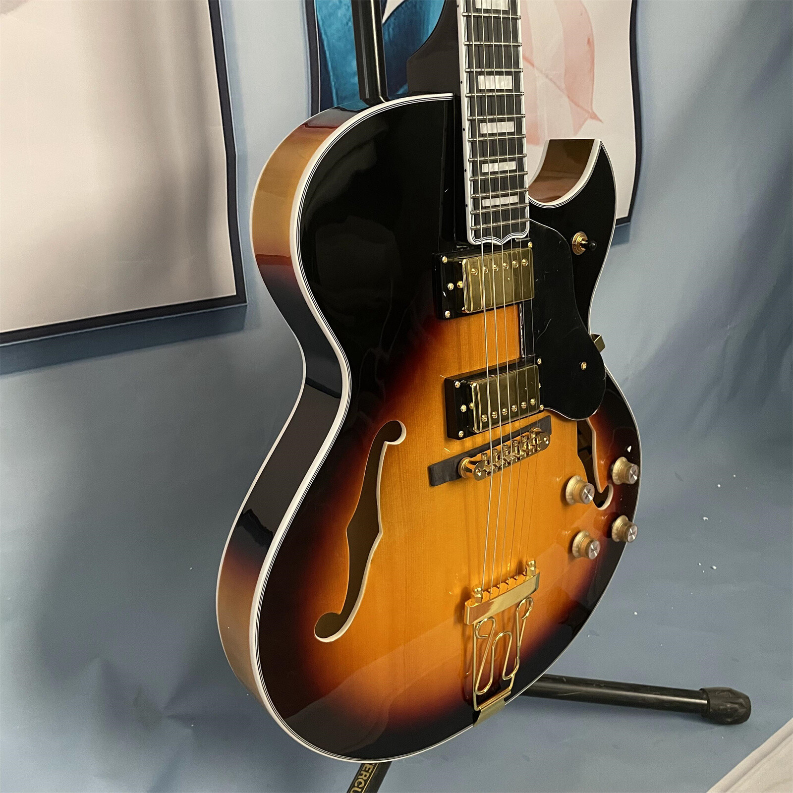 Sunburst Byrdland Jazz Electric Guitar 2H 596mm Glod Parts Tailpiece