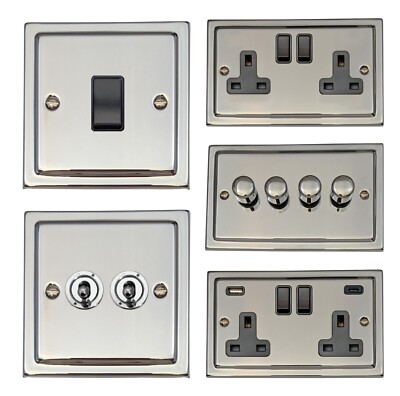 G&H Trimline poliert Chrom TCB Lichtschalter, Steckdosen, Dimmer, Knebel