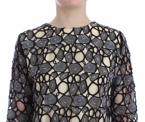 Lanre Da Silva Ajayi Black Cream Sheath Dress Shift Mini UK 12/ US10 RRP $1300 - Picture 5 of 8