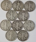 Set of (10) Consecutive Walking Liberty Half Dollars 1937-P through 1940-S