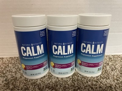 3x Natural Vitality Calm Magnesium Supplement Raspberry Lemon Drink Mix Exp 2027