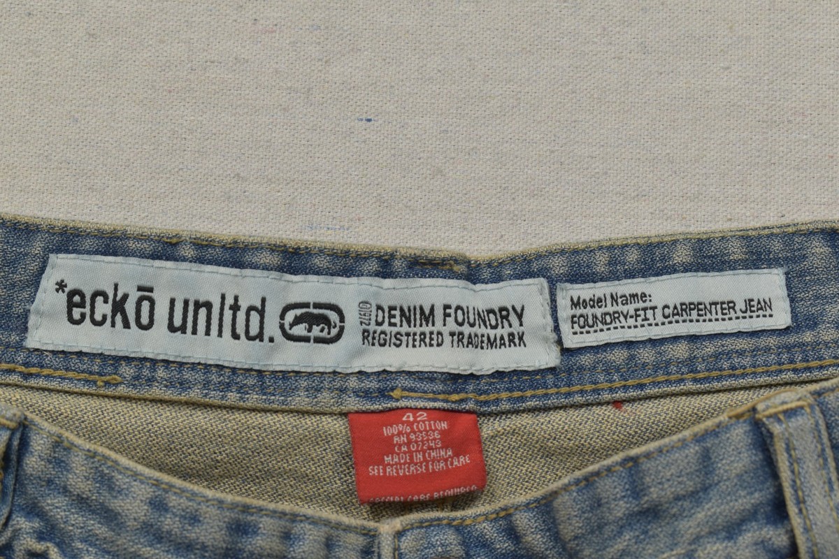 Ecko Unltd Denim Foundry Foundry-Fit Carpenter Jeans Mens 42 Acid