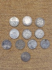 1883/1940 Silver % Threepence Coins X 11