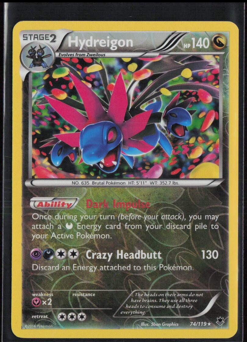 Hydreigon 74/119 LP Phantom Forces Rare Reverse Holo Pokemon