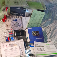 Canon PowerShot S50 SX120 IS Fujifilm FinePix E900 Lot w/ Cards, CD, Manual