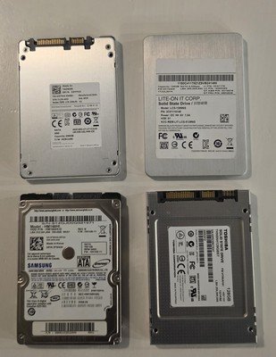 4x Festplatten Bundle SSD + HDD 2,5'' (256GB + 128GB + 128GB + 160GB)   geprüft