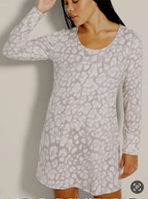 Soma Embraceable L LS Cotton Sleepshirt Jaguar Spot Silver Taupe
