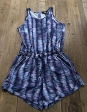 Athleta Girl On the Go Romper Purple Tie Dye Sleeveless Shorts Girls Size M 8-10