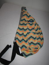 KAVU Rope Sling Bag Crossbody Desert Mosaic Neon Teal Multi Color Hiking Camping