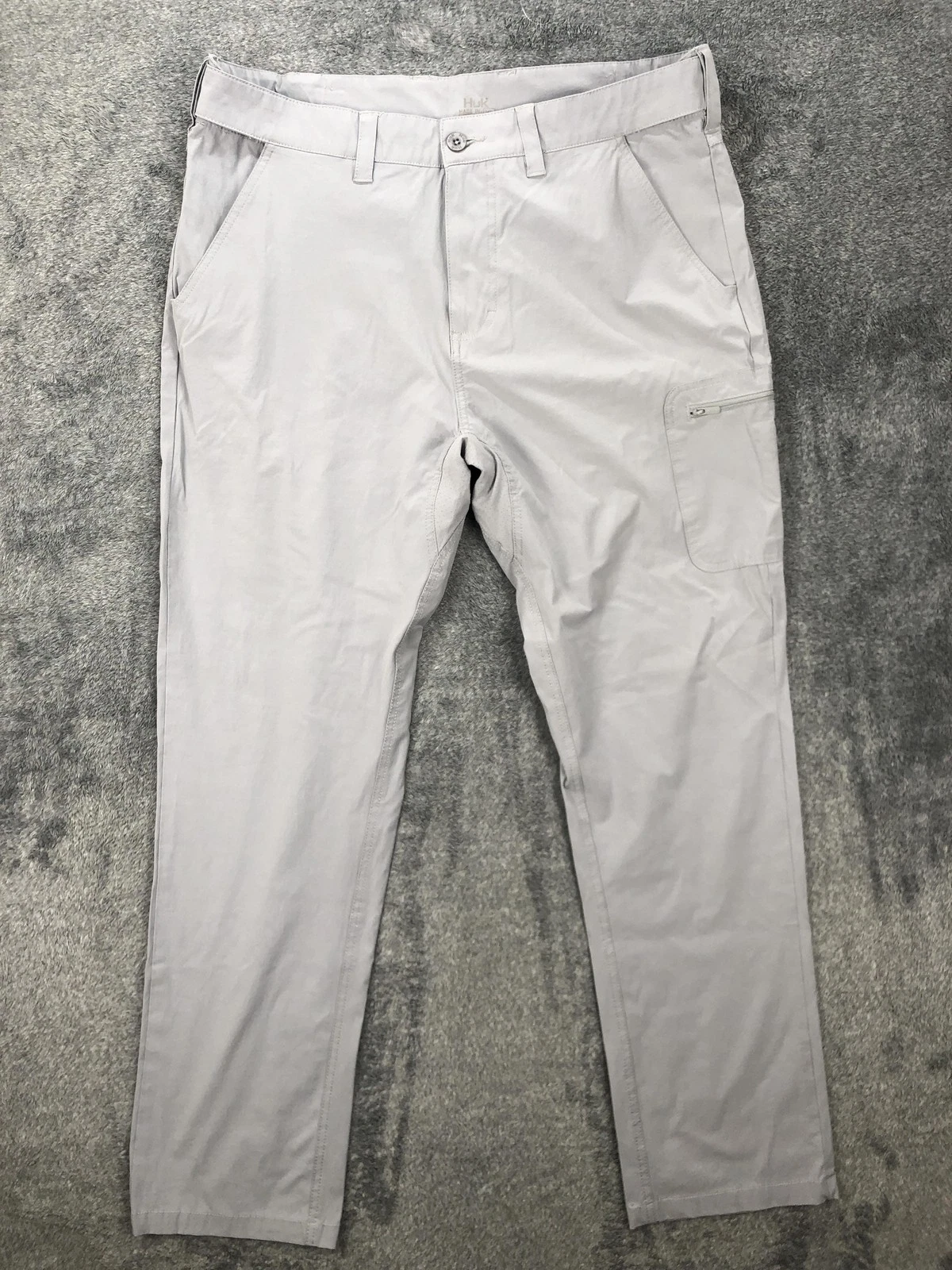 Huk Pants Mens 42x30 XL Gray Performance Fishing Stretch Khakis Lightweight