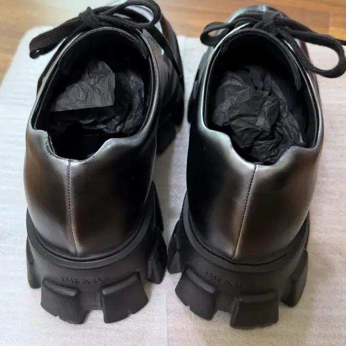 Prada Black Derby Shoes - Subtle Shine, Size 8.5, Pre-Owned thumbnail 2