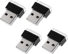 4PCS USB LED Car Interior Ambient Light,Mini Plug-in Night Lamp White Ice Blue