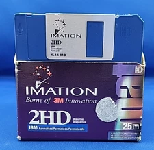 Imation 3.5 inch IBM Formatted 2HD 1.44MB Diskettes 26 Pack Floppy Open-box 