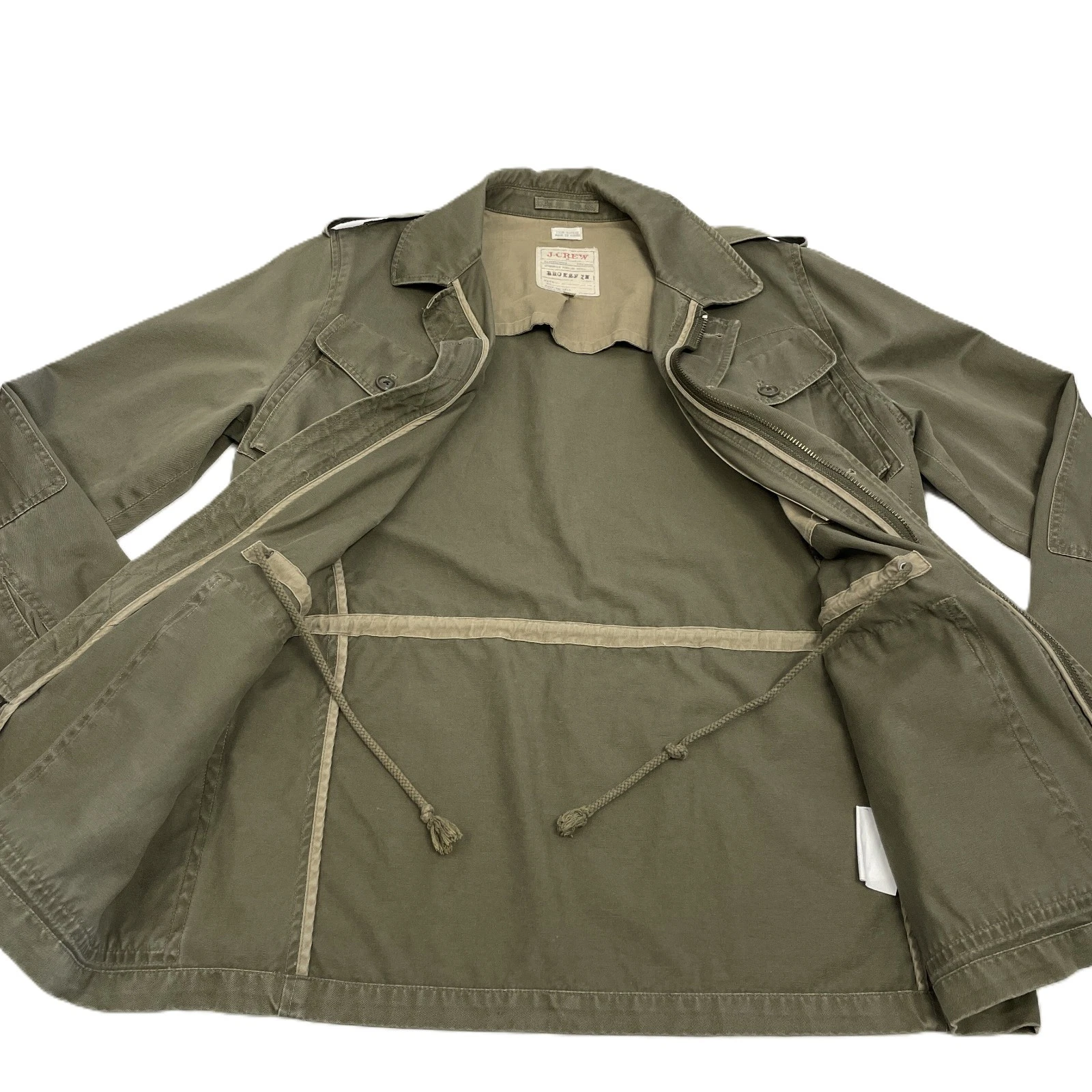 J.Crew Broken In Jacket Men Sz Med Army Green Canvas Military Field Coat Utility image 7