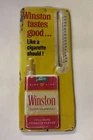 Vintage 1950s Winston Cigarettes Advertising Thermometer Tin Sign Made USA 13.5"
