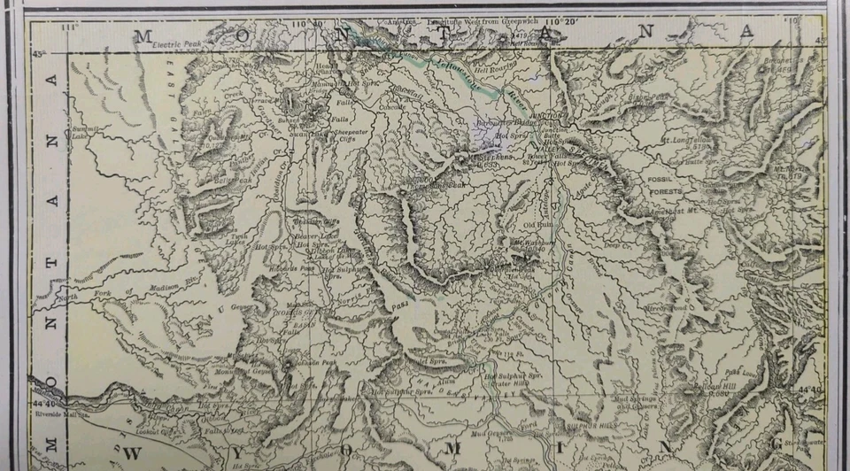 Vintage 1901 YELLOWSTONE NATIONAL PARK WYOMING Map 14"x11"  Old Antique Original - Image 2 of 4
