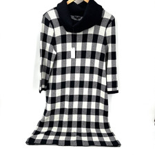 Talbots Sweater Dress Womens Petite Large Lp Turtleneck Buffalo Plaid COMFY NEW