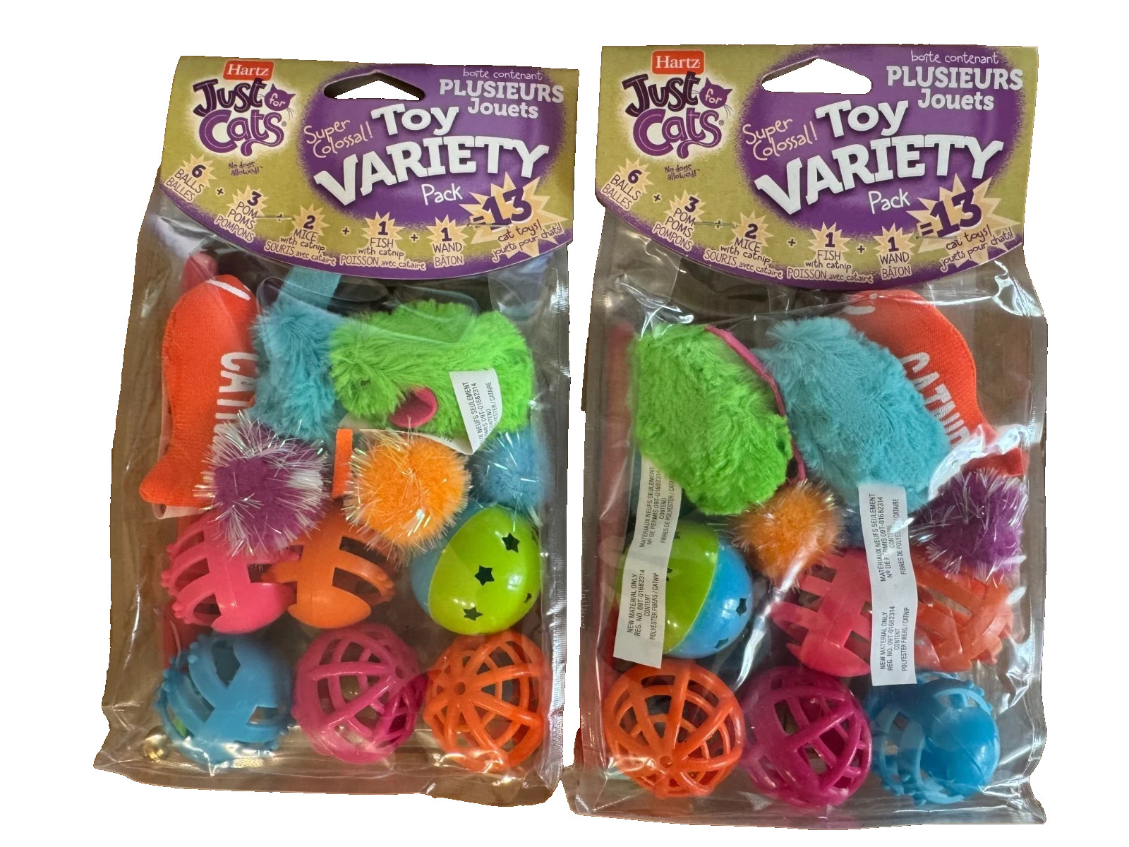 2 PACKS HARTZ Just For Cats Toy Variety Pack CATNIP- 13 Pieces NEW