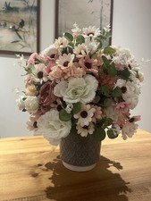 Handmade Artificial Flower Arrangement Centerpiece – Pink & Ivory – Table Decor