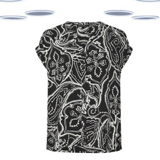 Image of Ex EVANS Woman's Shirt - Plus Size Paisley Print Modal Black