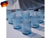 Blaue Teelichthalter Glas 12Er-Set, Gerippter TeelichtgläSer-Kerzenhalter