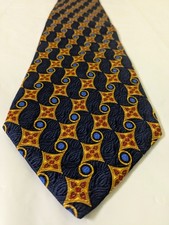 Corbata de seda Vitaliano Pancaldi azul hecha a mano Italia Art Deco 57x4
