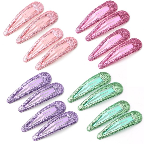 16 StüCk Glitzer Haar Schnappclips, Metall Bunte Glitzer Pailletten Haarspangen-image