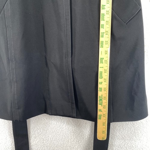 EILEEN FISHER Trench Coat S Stretch Twill Button Up Belted Tie Waist Black - Picture 10 of 11