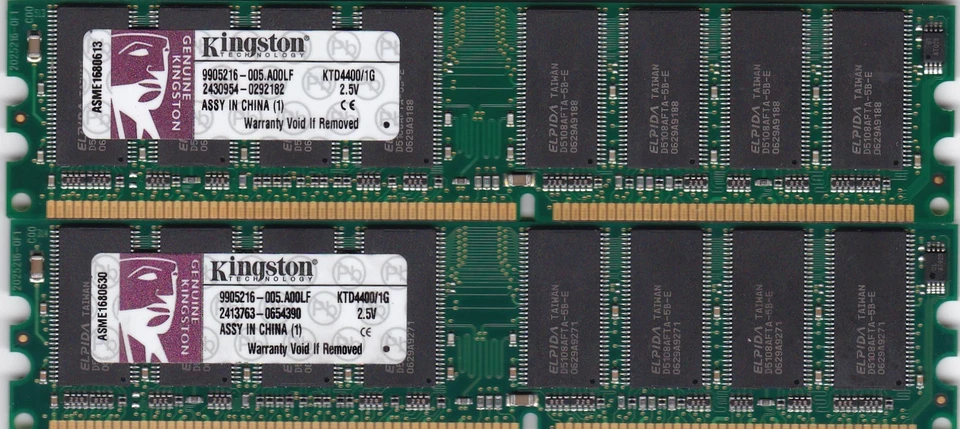2GB 2x1GB PC-2100 KINGSTON KTD4400/1G DDR-266 DESKTOP ELPIDA RAM MEMORY KIT DDR1 - Image 2 of 4