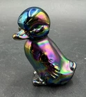 Vintage Fenton Iridescent Amethyst Carnival Glass Duck