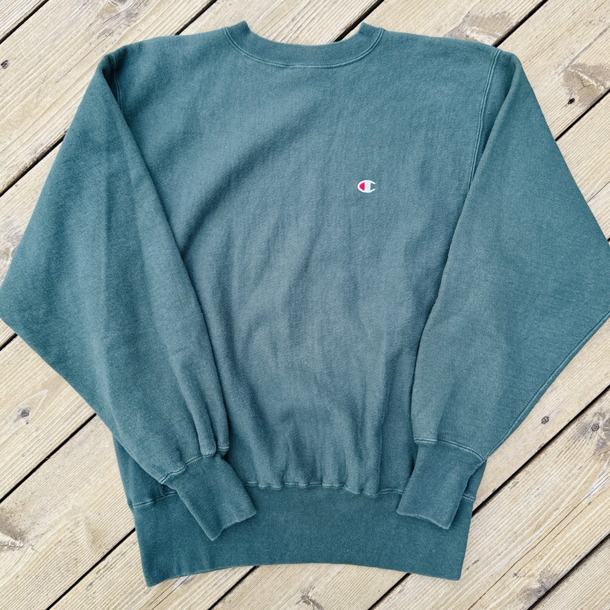 Vintage 90s Champion Reverse Weave Sweatshirt L USA Green Small