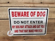 BEWARE OF DOG HE MIGHT EAT YOU AND, pet supplies, beware of dog, dogs, fence