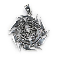 KettenanhäNger Keltische Sonne 925 Silber Oxidiert 4,2Cm Amulett AnhäNger