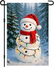 IVN Merry Christmas Snowman Garden Flag 12x18 Inch Double Sided Couple Gift Tree
