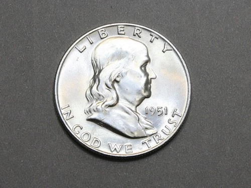 1951-D 50C Franklin Silver Half Dollar Gem Bu