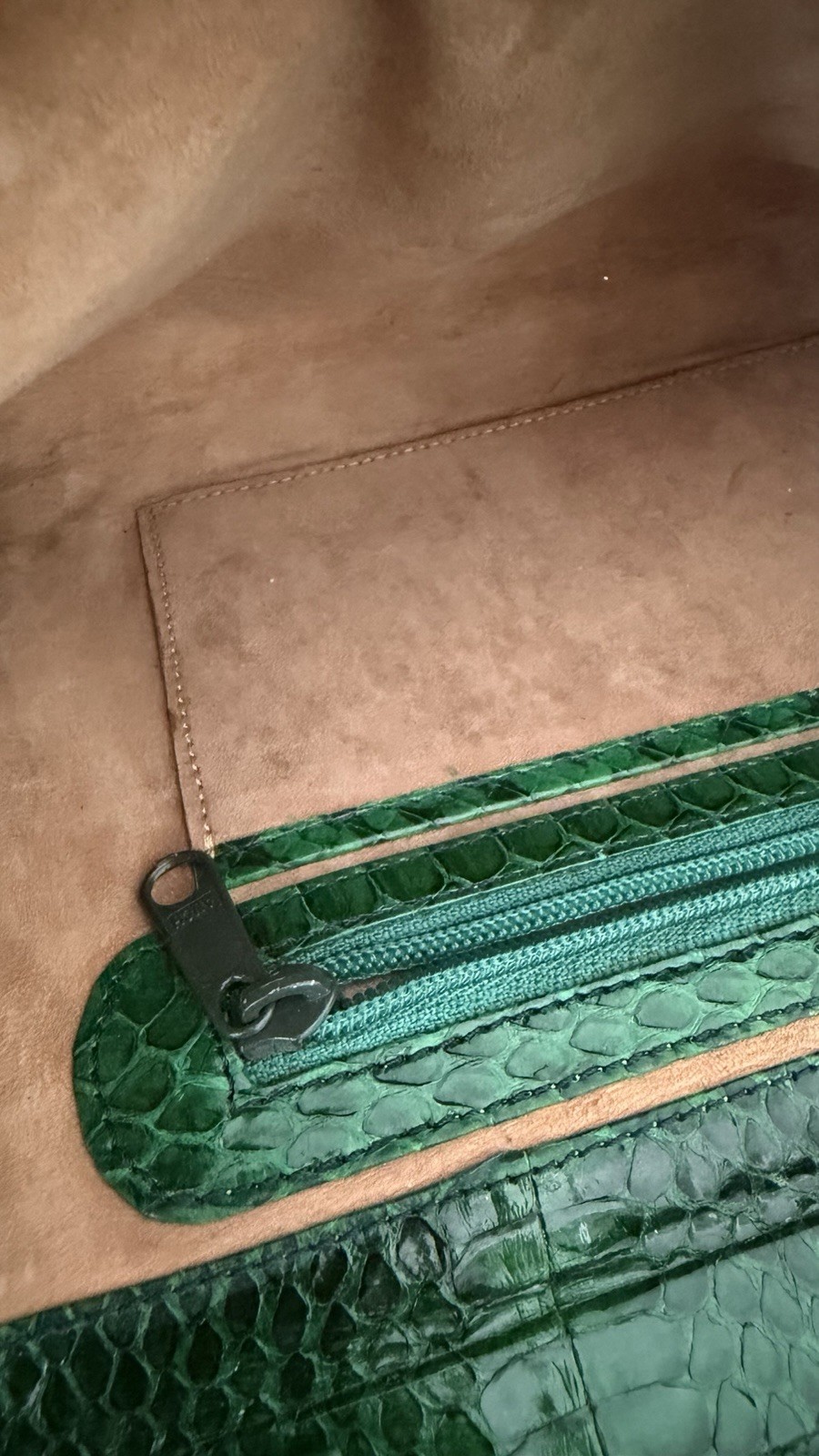 Vintage Emerald Green Python Leather Shoulder Bag… - image 21
