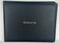Saddler By Bosca Black Leather Guest Book Unused USA Made 9.5 X 7.25
