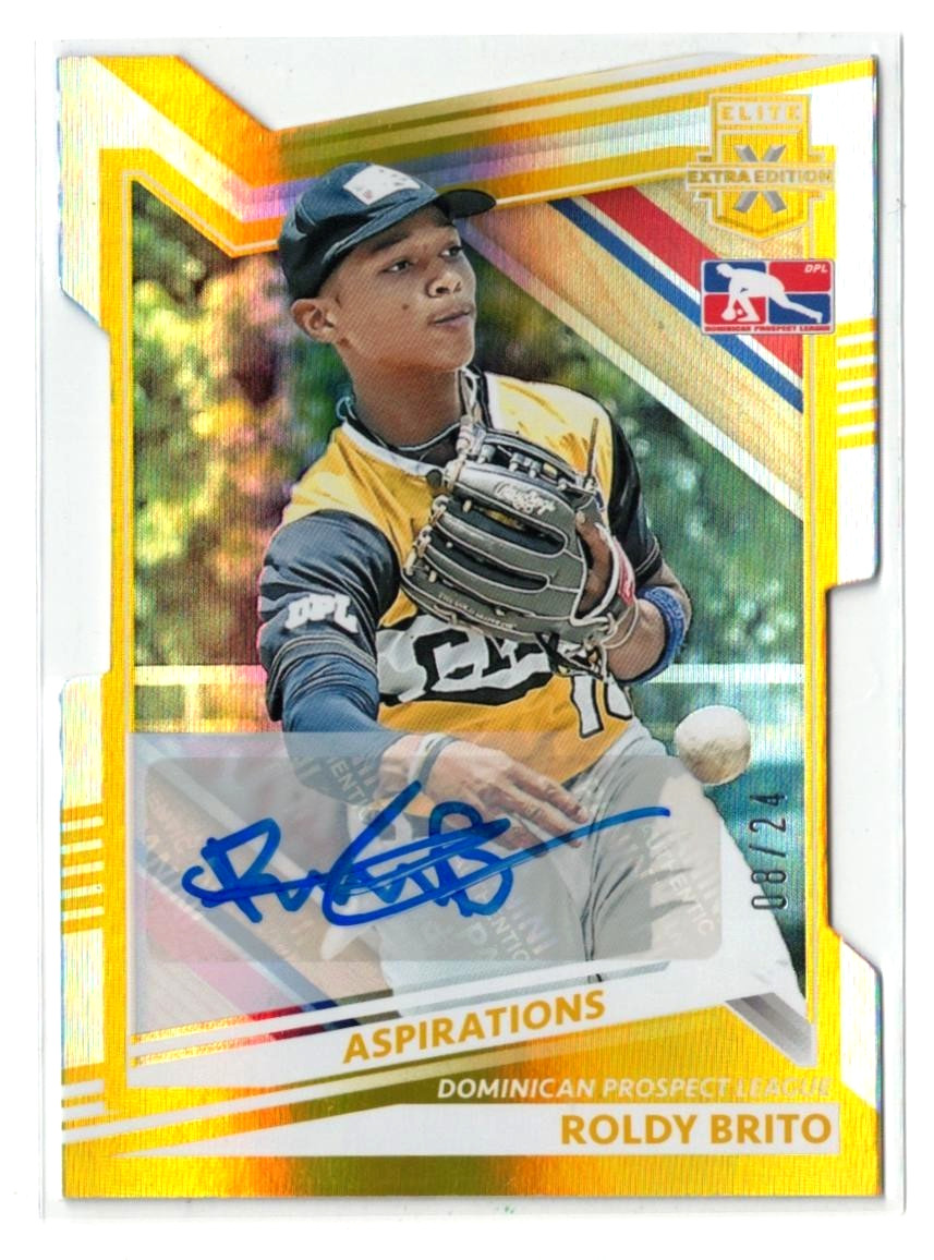 2022 Elite Extra Edition GOLD Aspirations AUTO Roldy Brito! Rookie Autograph /24