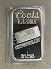 COORS LIGHT "SILVER BULLET" 1 TROY OUNCE .999 FINE SILVER BAR BY SUNSHING MINING