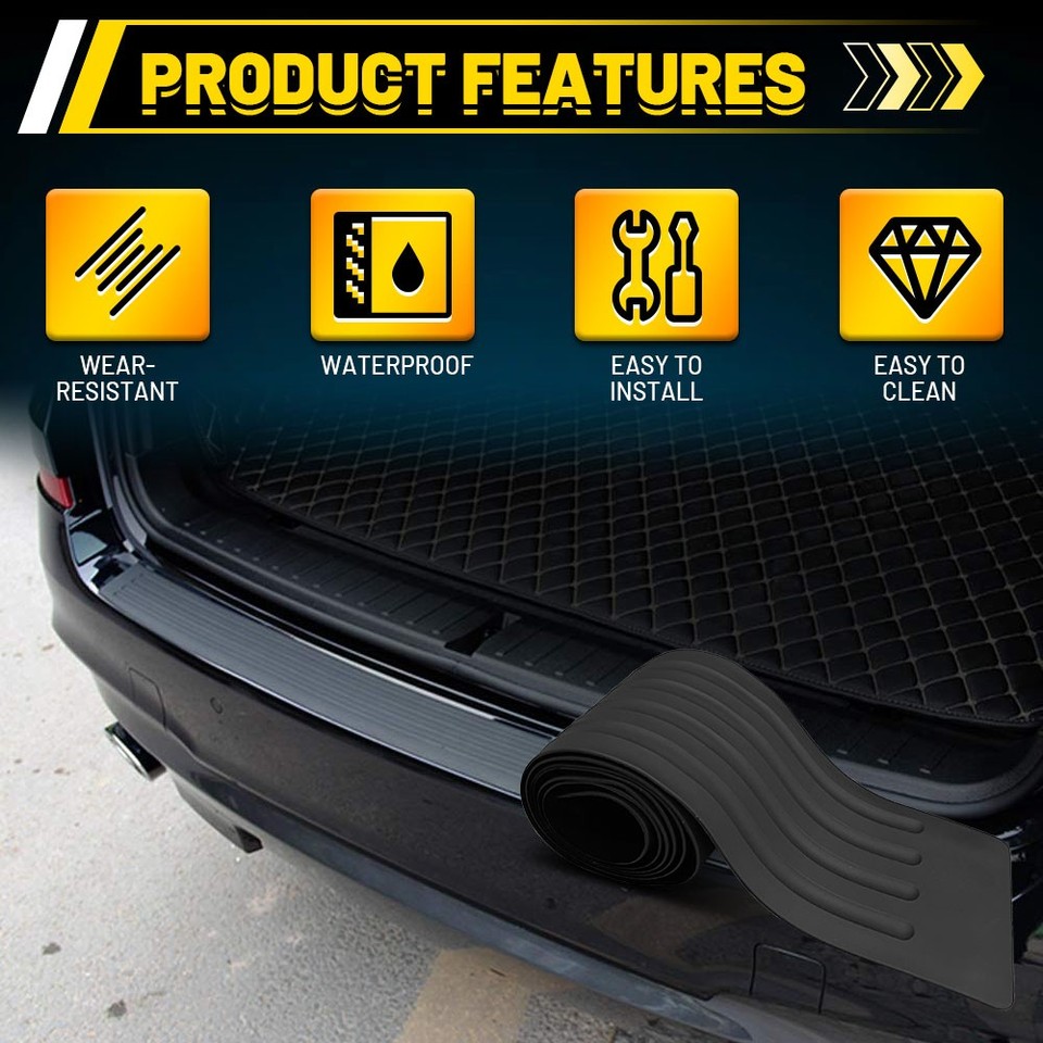Universal Car Rear Bumper Protector Strip Plate Rubber Cover Guard Trim ...