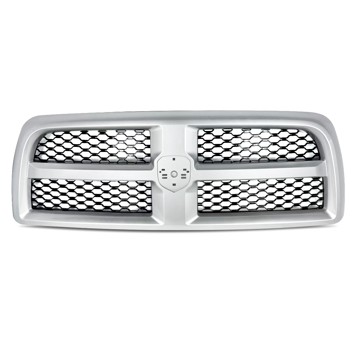 For 2013-2018 RAM 2500 3500 Bright Silver Shell Black Mesh Front Bumper Grille