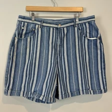 Vintage Gitano Jeanswear Women's Size 22W Denim High Waisted Blue Stripe Shorts
