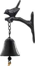 MrMrKura Vintage Cast Iron Dinner Bell with Cute Bird, Black Hanging Bells with 