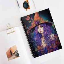 Witchy Fantasy Spiral Notebook - Ruled Line, Art Journal, book of shadows, 6x8